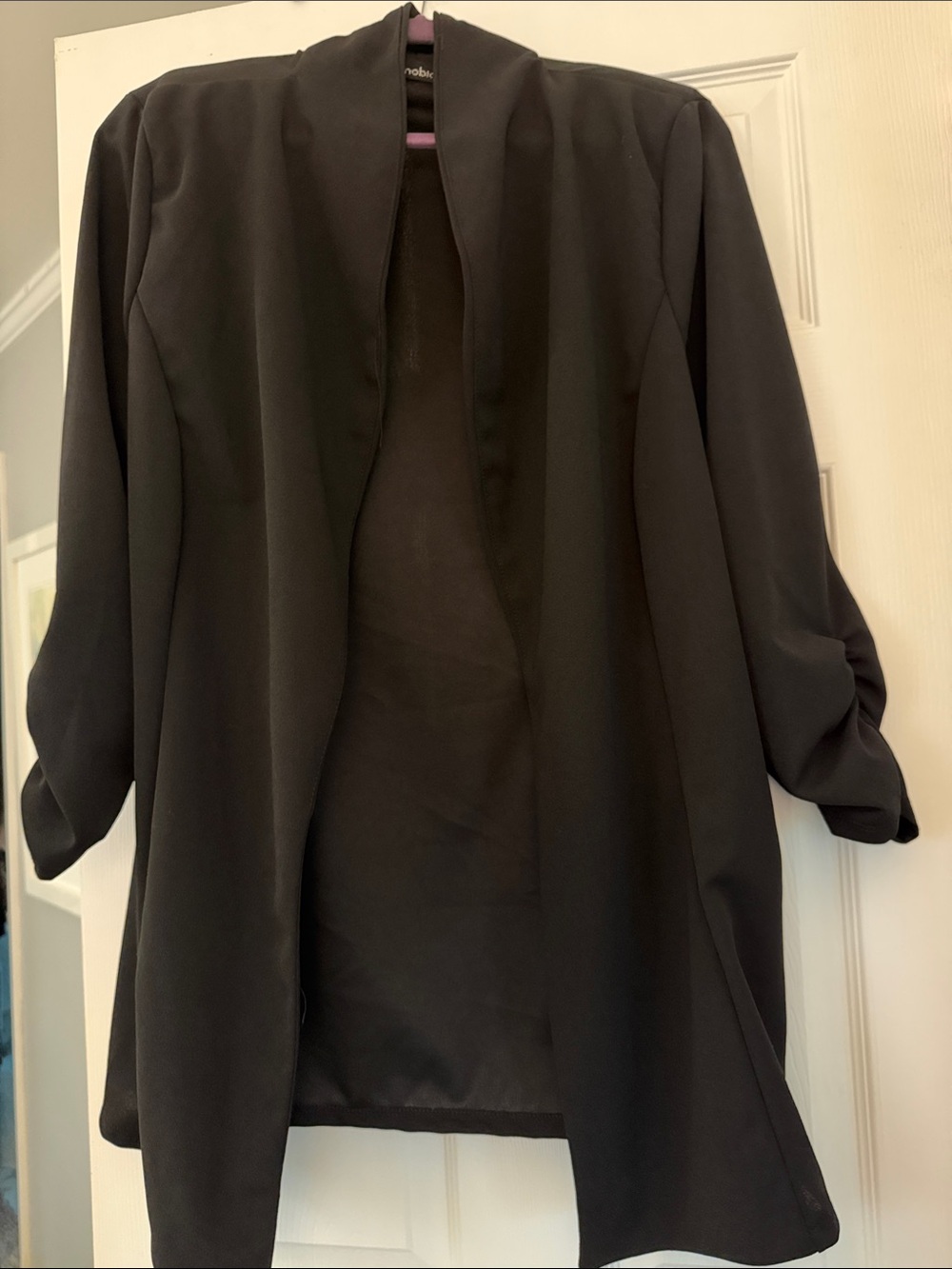 Zenobia Black Draped Open-Front Blazer